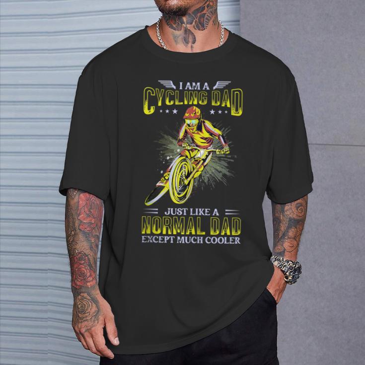 Herren Radfahrer Papa Wie Ein Normaler Papa Aber Cooler Lustiges T-Shirt Geschenke für Ihn