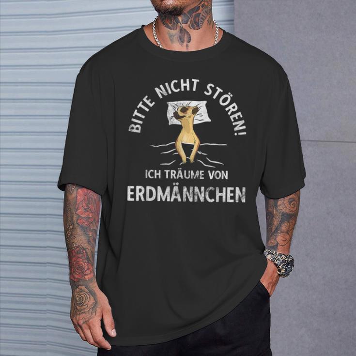 Herren T-Shirt 'Bitte nicht stören, Erdmännchen Traum' – Lustiges Motiv Geschenke für Ihn