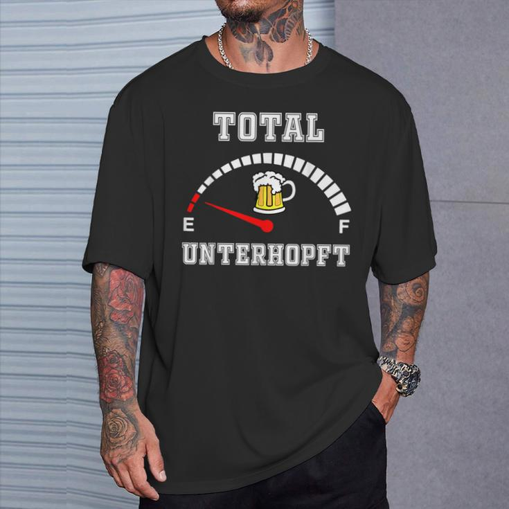 Herren T-Shirt Total Unterhopft, Bier Tankanzeige Motiv Geschenke für Ihn