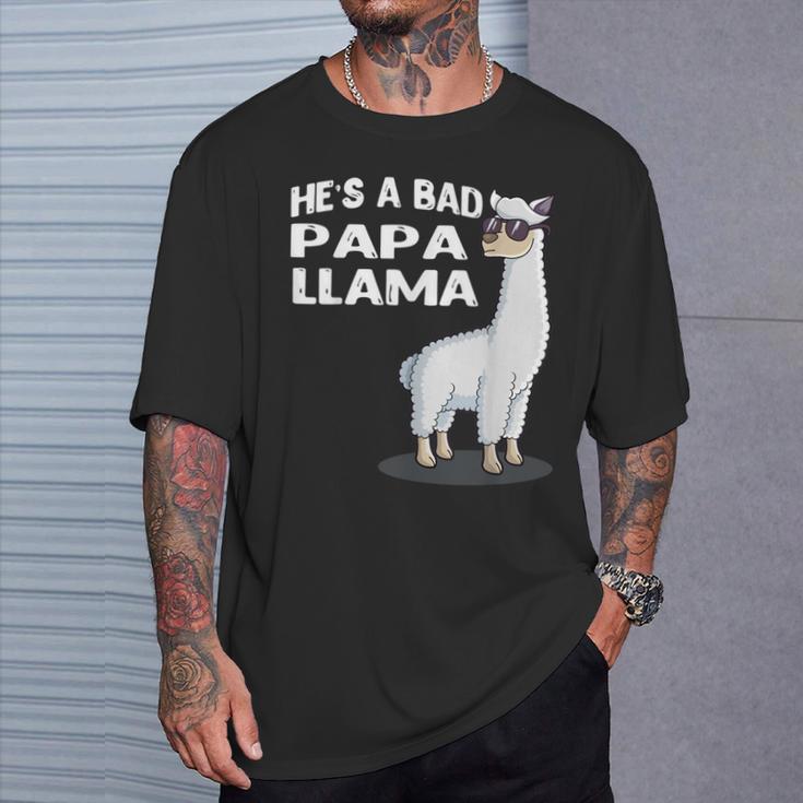 He's A Bad Papa Lama Familie Geburtstag Alpaka Lustiges T-Shirt Geschenke für Ihn