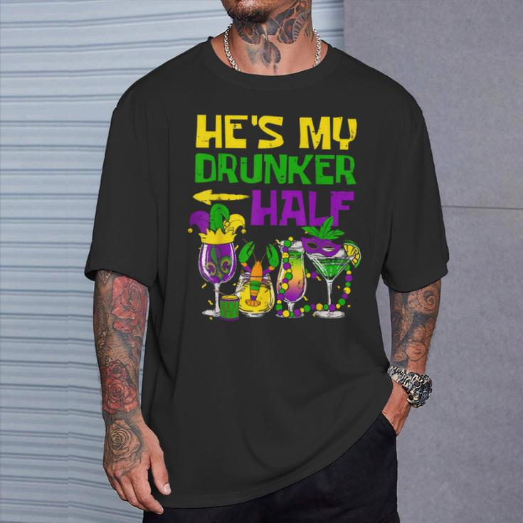 He's My Drunker Half Mardi Gras Matching Couple Boyfriend T-Shirt Gifts for Him