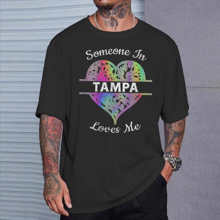 Hometown Rainbow Pride Heart Someone In Tampa Loves Me T-Shirt Gifts for Him