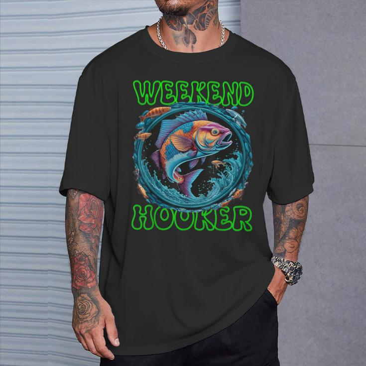 Weekend Hooker Colorful Fish Father Day Love Fishing T-Shirt Gifts for Him