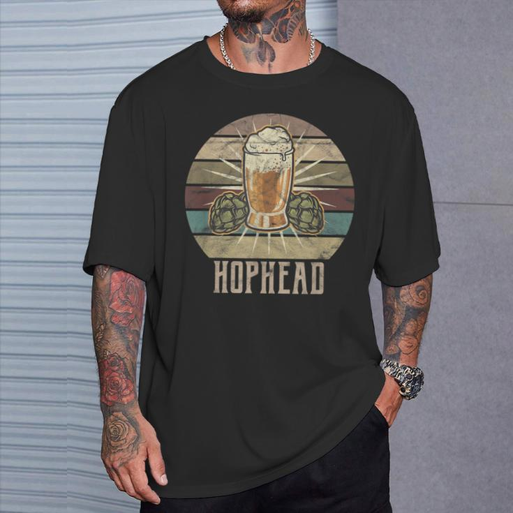 Hophead With Hops And Beer Retro Vintage Craft Beer Hops T-Shirt Gifts for Him
