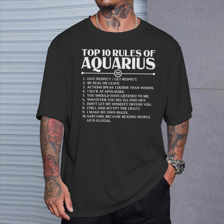 Horoscope Symbols Astrology Sign Top 10 Rules Of Aquarius T-Shirt Gifts for Him