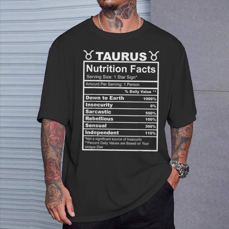 Horoscope Zodiac Sign Astrology Nutrition Facts Taurus T-Shirt Gifts for Him