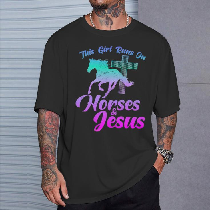 Horse Riding This Girl Runs Horses & Jesus Christian T-Shirt Gifts for Him