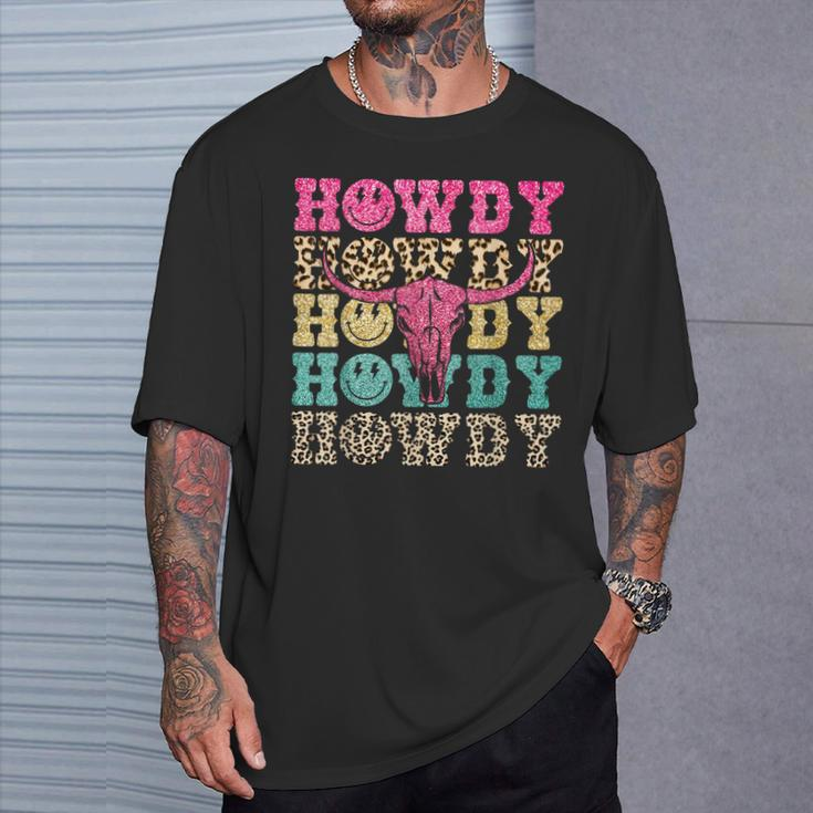 Howdy Smile Face Rodeo Western Country Southern Cowgirl T-Shirt Gifts for Him