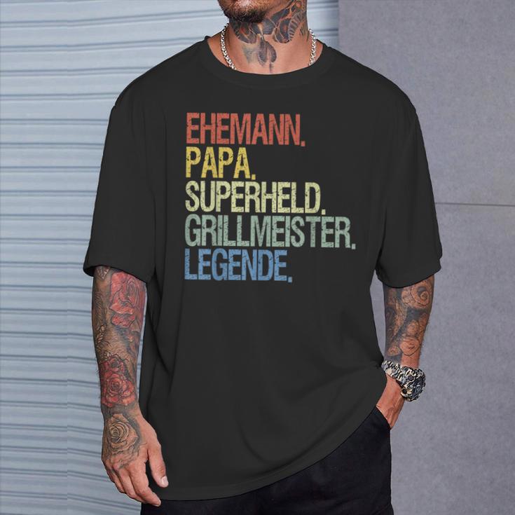 Husband Papa Grillmeister S T-Shirt Geschenke für Ihn