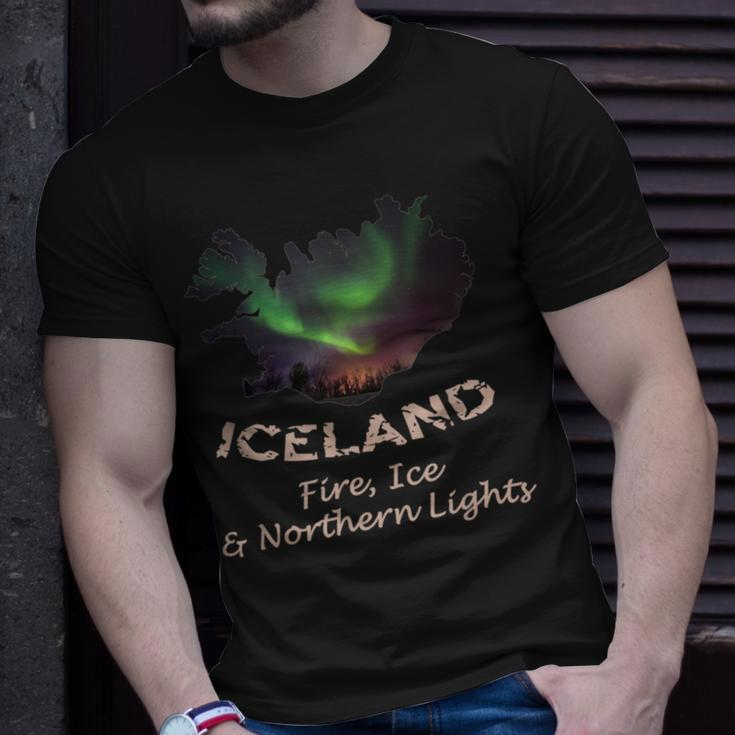 Iceland Fire Ice & Northern Lights Aurora T-Shirt Gifts for Him