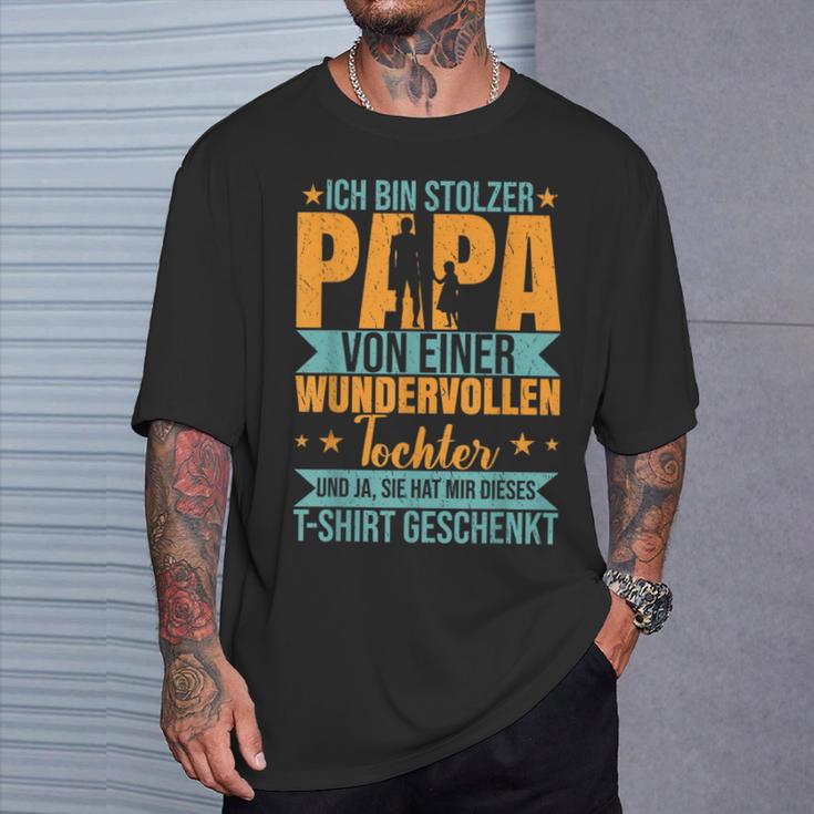 Ich Bin Stolzer Papa Einer Wundervoll Tochter Father's Day T-Shirt Geschenke für Ihn