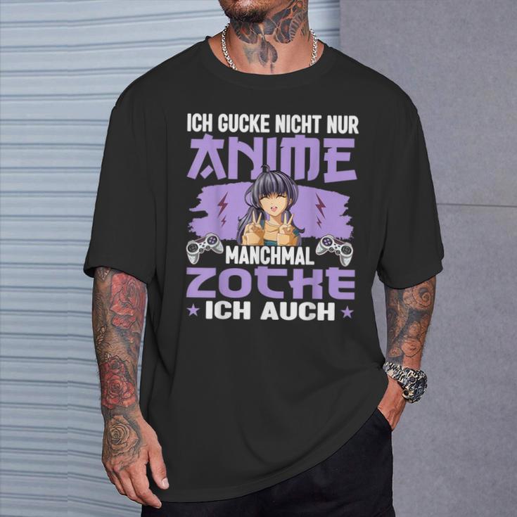 Ich Gucke Nicht Nur Anime Manchmal Zocke Ich Auch Black T-Shirt Geschenke für Ihn