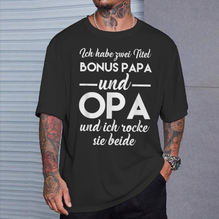 Ich Habe Zwei Titel Bonus Papa Und Opa Ich Rocke Sie Both T-Shirt Geschenke für Ihn