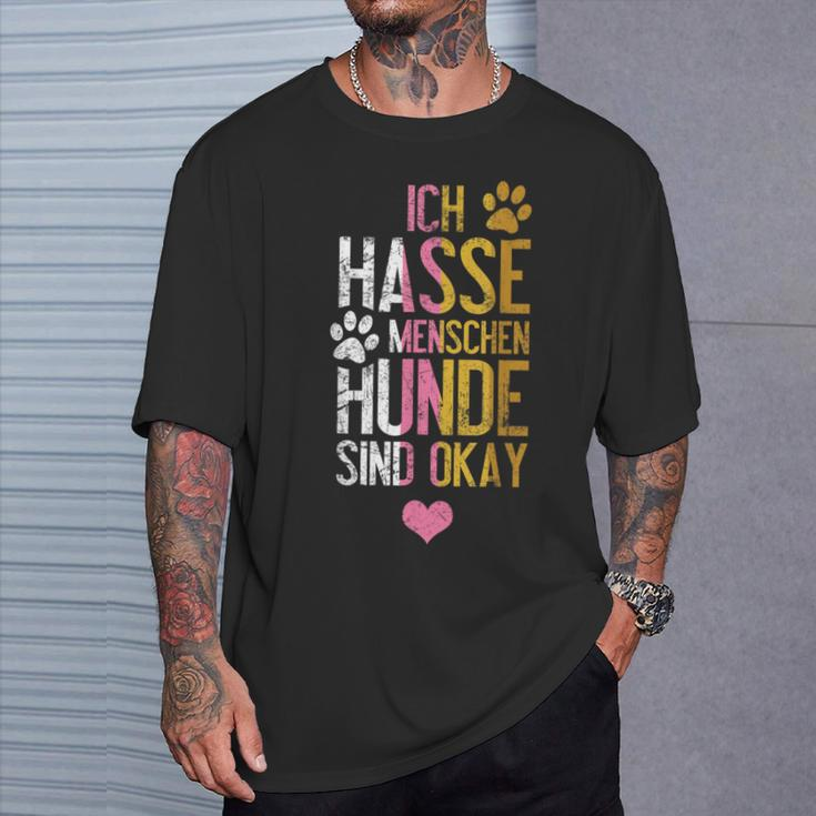 Ich Hasse Menschen Hunde Sind Ok Heart Vintage S T-Shirt Geschenke für Ihn