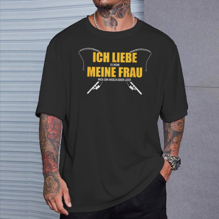 Ich Liebe Es Wenn Meine Frau Mich Zum Fishing Gehen T-Shirt Geschenke für Ihn