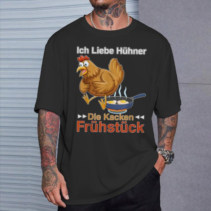 Ich Liebe Hühner Die Kacken Breakfast German Language T-Shirt Geschenke für Ihn