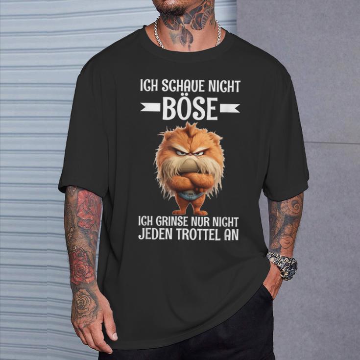 Ich Schaue Nicht Böse Grinse Nicht Jeden Trottel An Kater German T-Shirt Geschenke für Ihn