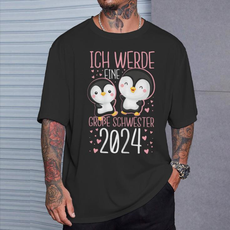 Ich Werde Eine Große Schwester 2024 Cute Penguin Motif T-Shirt Geschenke für Ihn
