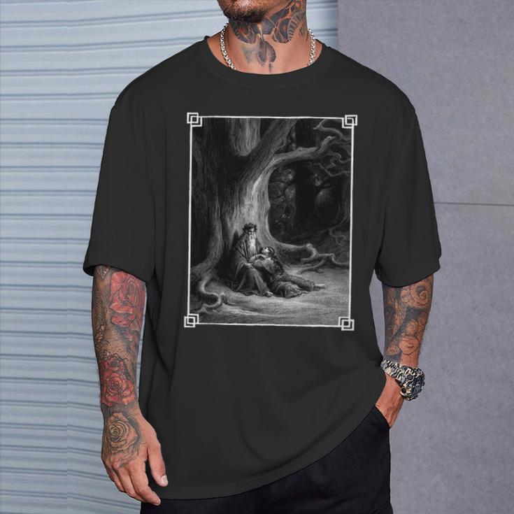 Idyllen Des Königs Gotisch Okkulten Heidnischen Gustave Dore Mittelalter T-Shirt Geschenke für Ihn