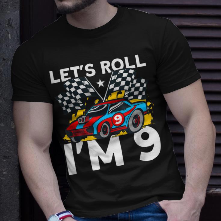 I'm 9 Bday Race Car Party Cute 9Th Birthday Boys Race Car T-Shirt Gifts for Him