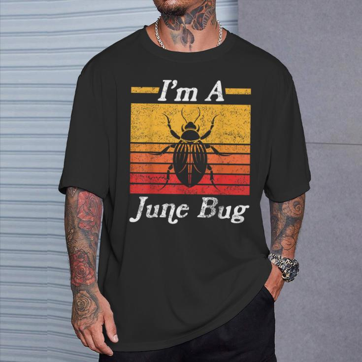 I'm A June Bug Vintage Style Insects Bug Retro Distressed T-Shirt Gifts for Him