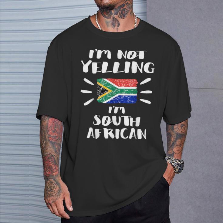 I'm Not Yelling I'm South African Flag Coworker Humor T-Shirt Gifts for Him