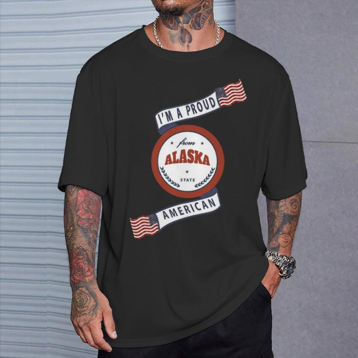 I'm A Proud American From Alaska State T-Shirt Gifts for Him