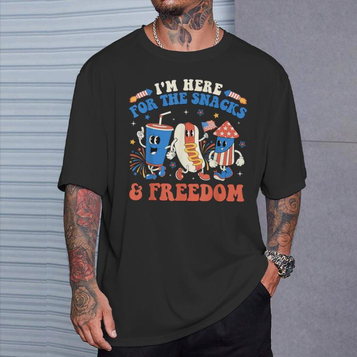 I'm Here For The Snacks And Freedom Boy Girl Kid 4Th Of July T-Shirt Gifts for Him