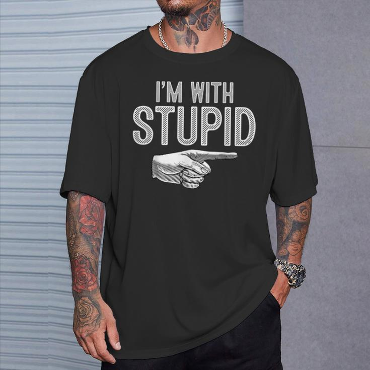 I'm With Stupid Couples Im With Stupid T-Shirt Gifts for Him