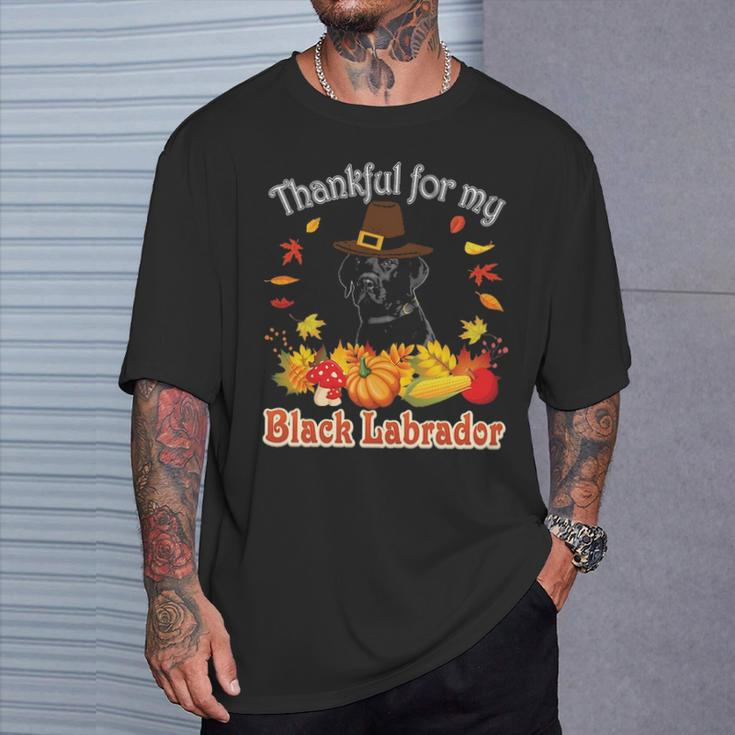 I'm Thankful For My Black Labrador Dog Lover Pumpkin Fall T-Shirt Gifts for Him