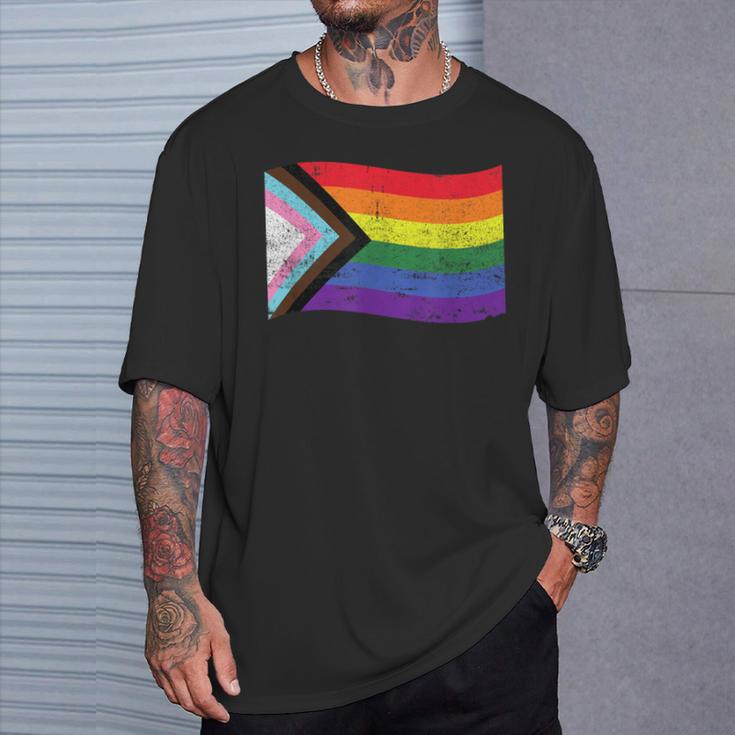 Inclusive Progress Pride Flag Gay Pride Lgbtq Rainbow Flag T-Shirt Gifts for Him