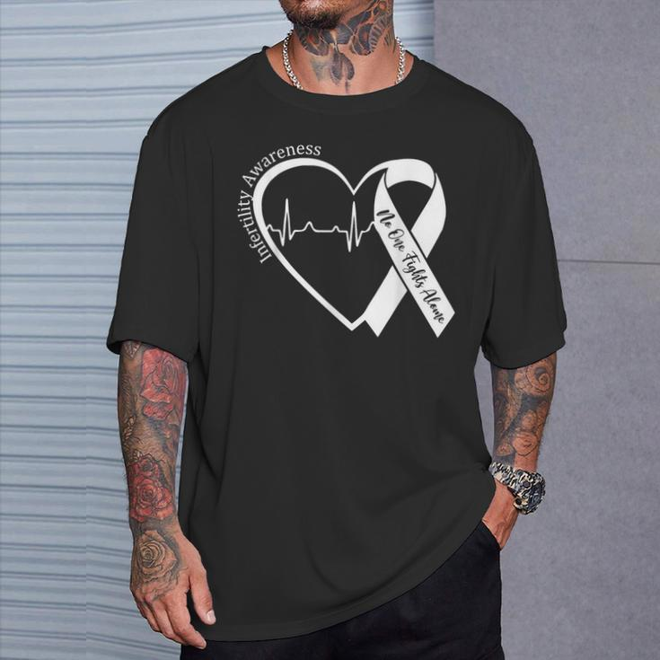 Infertility Awareness Heart Orange Ribbon Ivf Transfer Day T-Shirt Gifts for Him