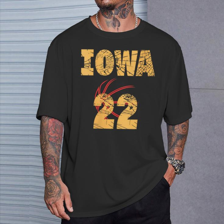 Iowa 22 Golden Yellow Sports Team Jersey Number T-Shirt Gifts for Him