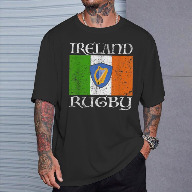 Ireland Rugby Vintage Irish Flag Rugby Fan T-Shirt Gifts for Him