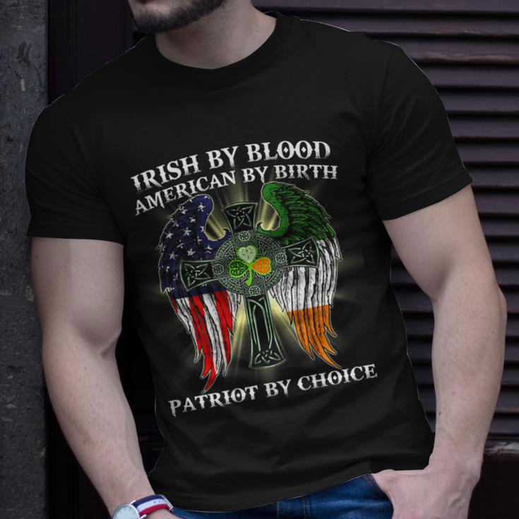 Irish By Blood American By Birth Patriot By Choice On Back T-Shirt Gifts for Him