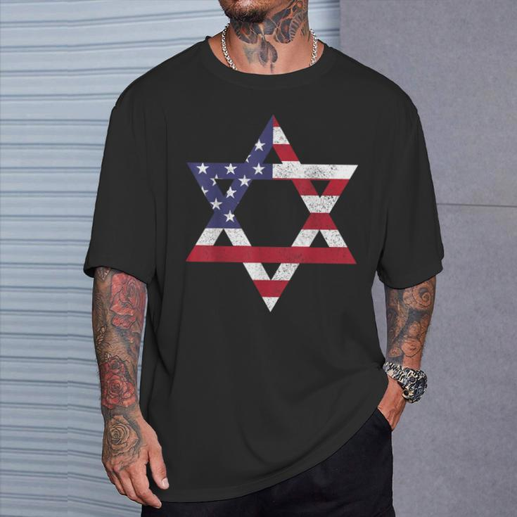 Israel American Flag Star Of David Israelite Jew Jewish T-Shirt Gifts for Him