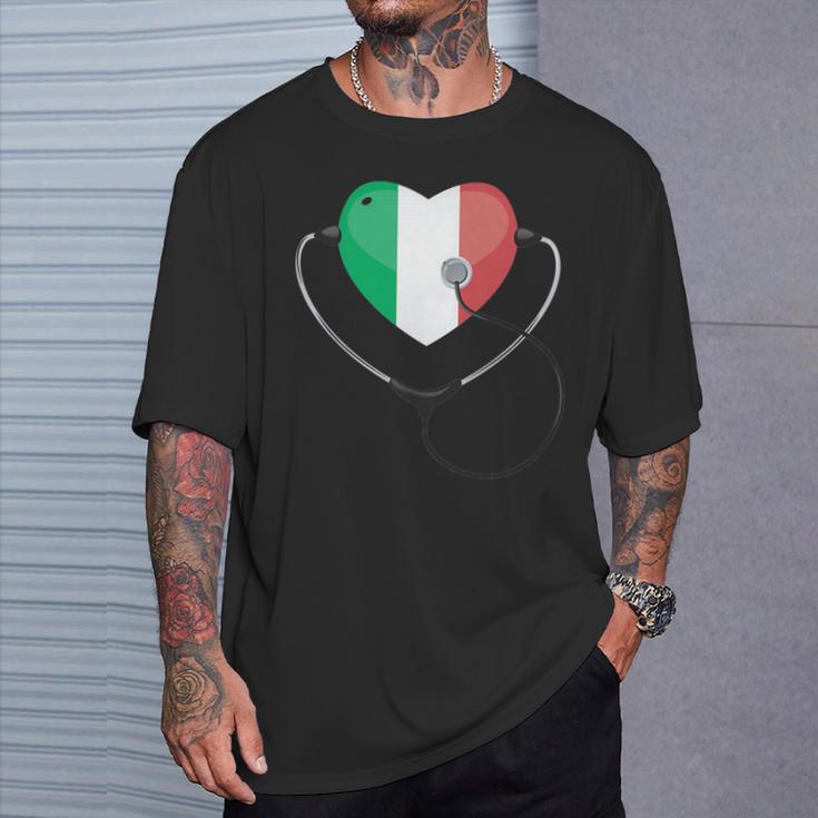 Italian Nurse Doctor National Flag Colors Of Italy Medical T-Shirt Gifts for Him