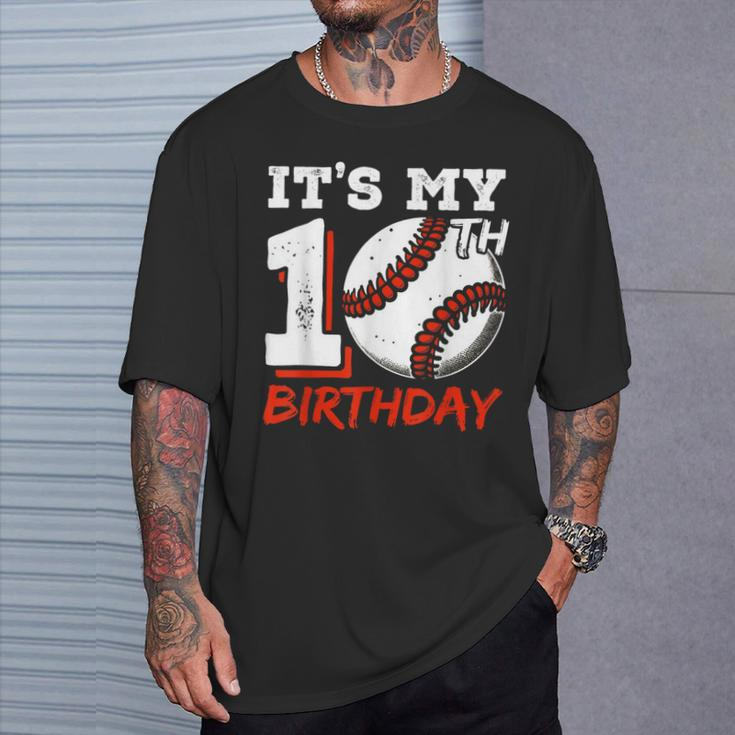 It's My 10Th Birthday Baseball Player 10 Years Old Boys Bday T-Shirt Gifts for Him