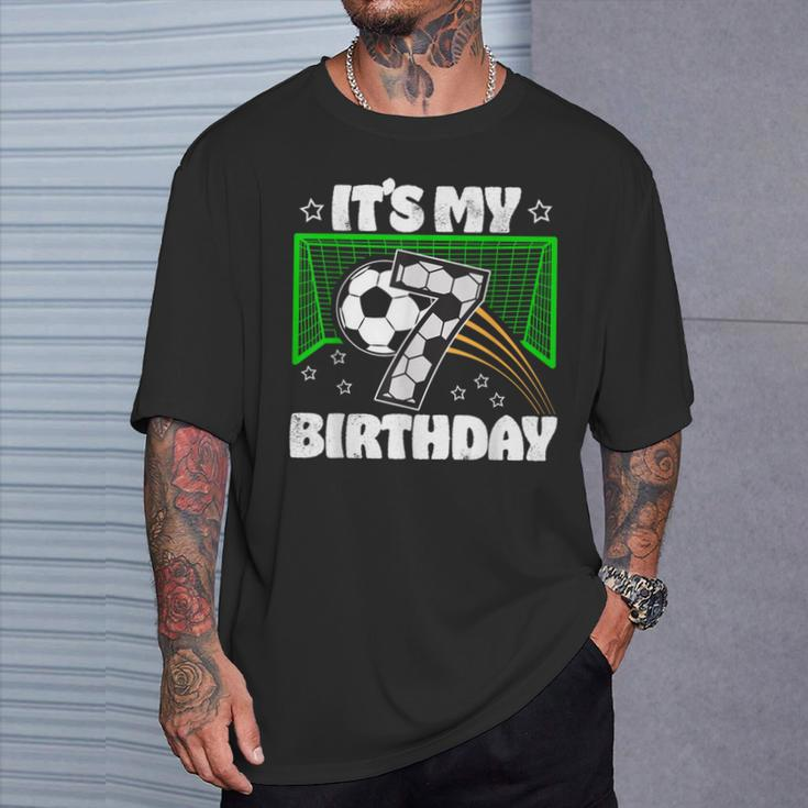 It's My 7Th Birthday Boy Soccer Football 7 Years Old T-Shirt Gifts for Him