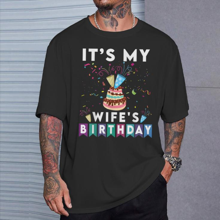 It's My Wife's Birthday Family Matching Confetti Cake T-Shirt Gifts for Him