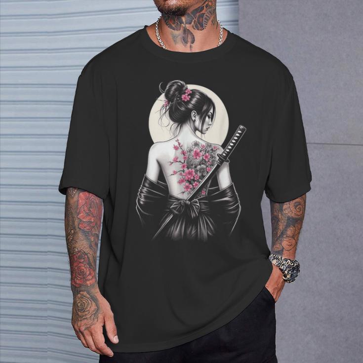 Japanische Samurai-Kriegerin Geisha T-Shirt Geschenke für Ihn