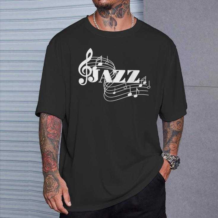 Jazz Musician Sheet Music Jazz Notes T-Shirt Gifts for Him