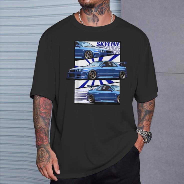 Jdm R34 Motorsport Car Drift Sky Line Car Comic Style Japan T-Shirt Gifts for Him