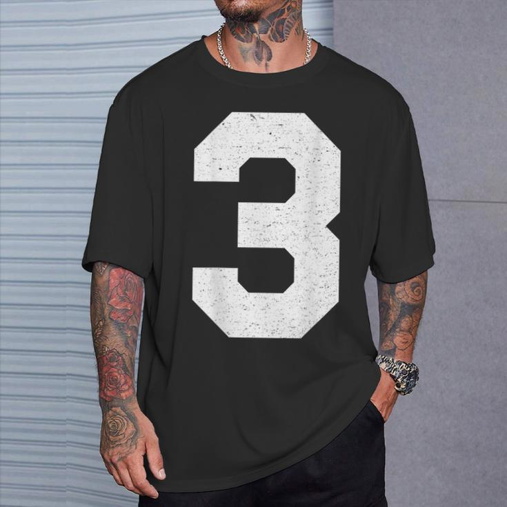 Jersey Number 3 Athletic Style T-Shirt Gifts for Him