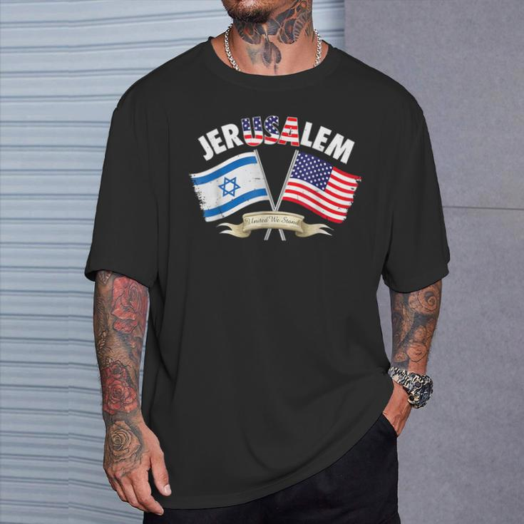 Jerusalem United We Stand Israel United States Of American T-Shirt Gifts for Him