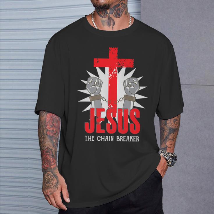 Jesus The Chain Breaker Christian Faith Saying Cross T-Shirt Gifts for Him