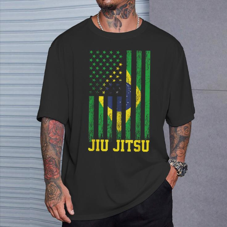 Jiu Jitsu Brazilian Bjj Brazil United States Flag Brazilian T-Shirt Gifts for Him