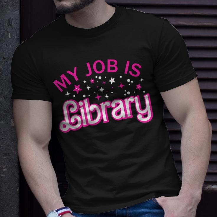 My Job Is A Library Retro Pink Style Reading Books Librarian T-Shirt Gifts for Him