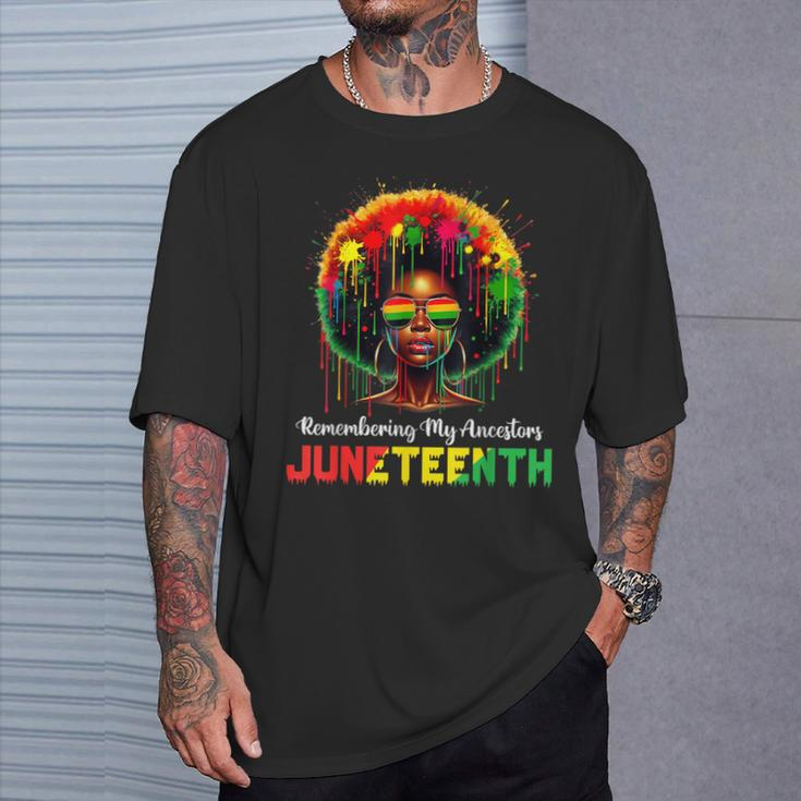 Junenth Black African Hair Remembering My Ancestors T-Shirt Gifts for Him