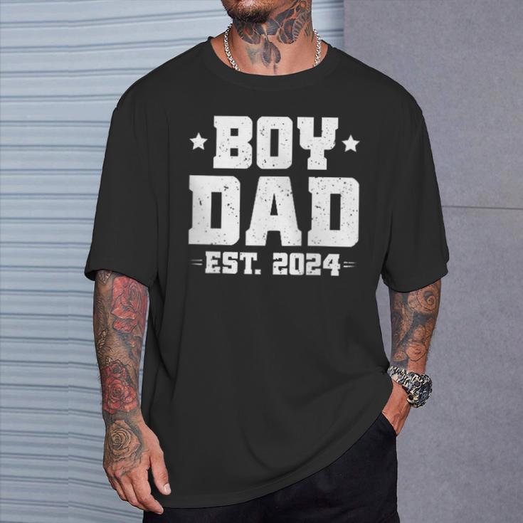 Junge Papa Est 2024 Gefördert Um Papa Zu Werden Neuerateratertag Kapuzenjacke T-Shirt Geschenke für Ihn